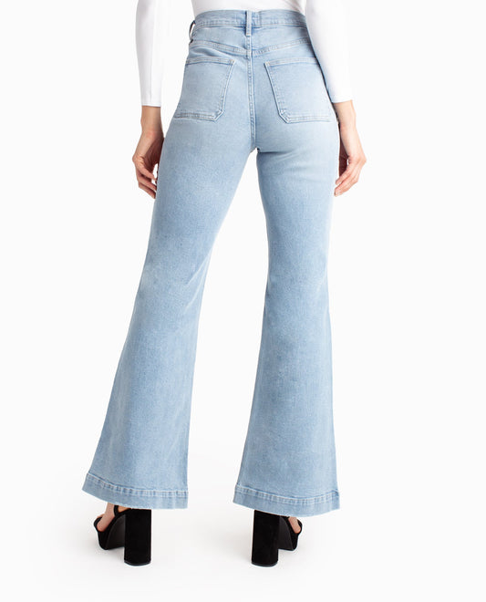 BACK OF SUTTON PLACE HIGH RISE FLARE JEAN | Light Blue