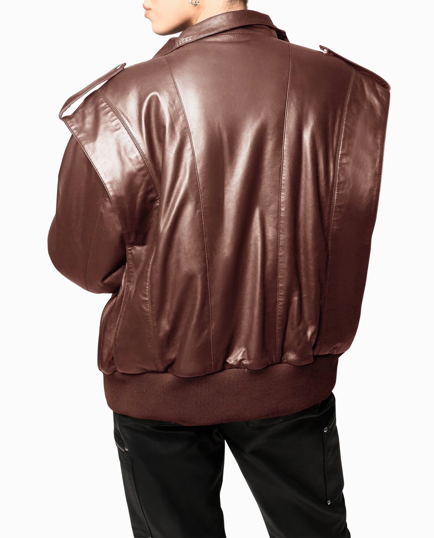 BACK OF LEATHER SPACE JACKET | BROWN