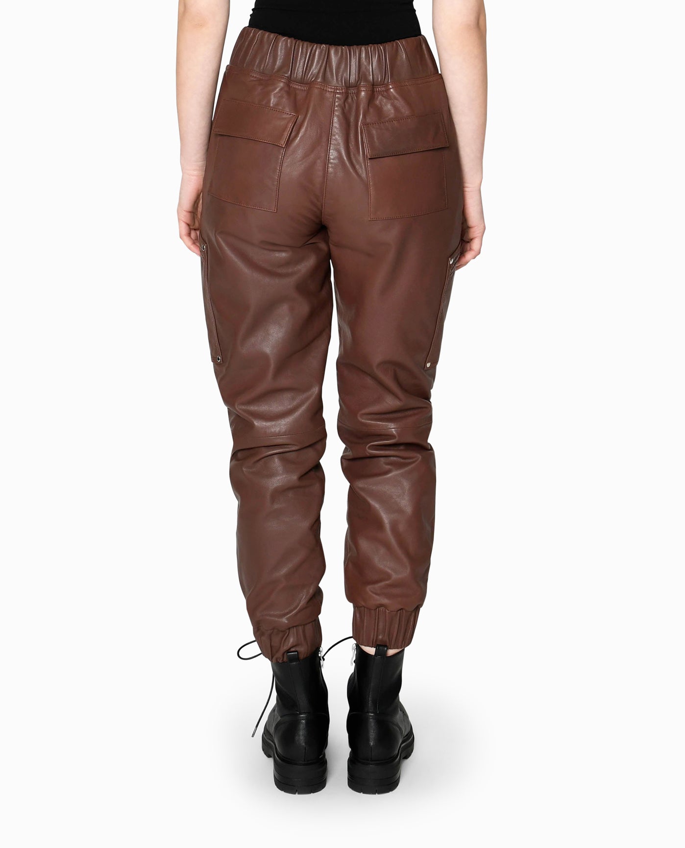 BACK OF LEATHER SPACE JOGGER | BROWN