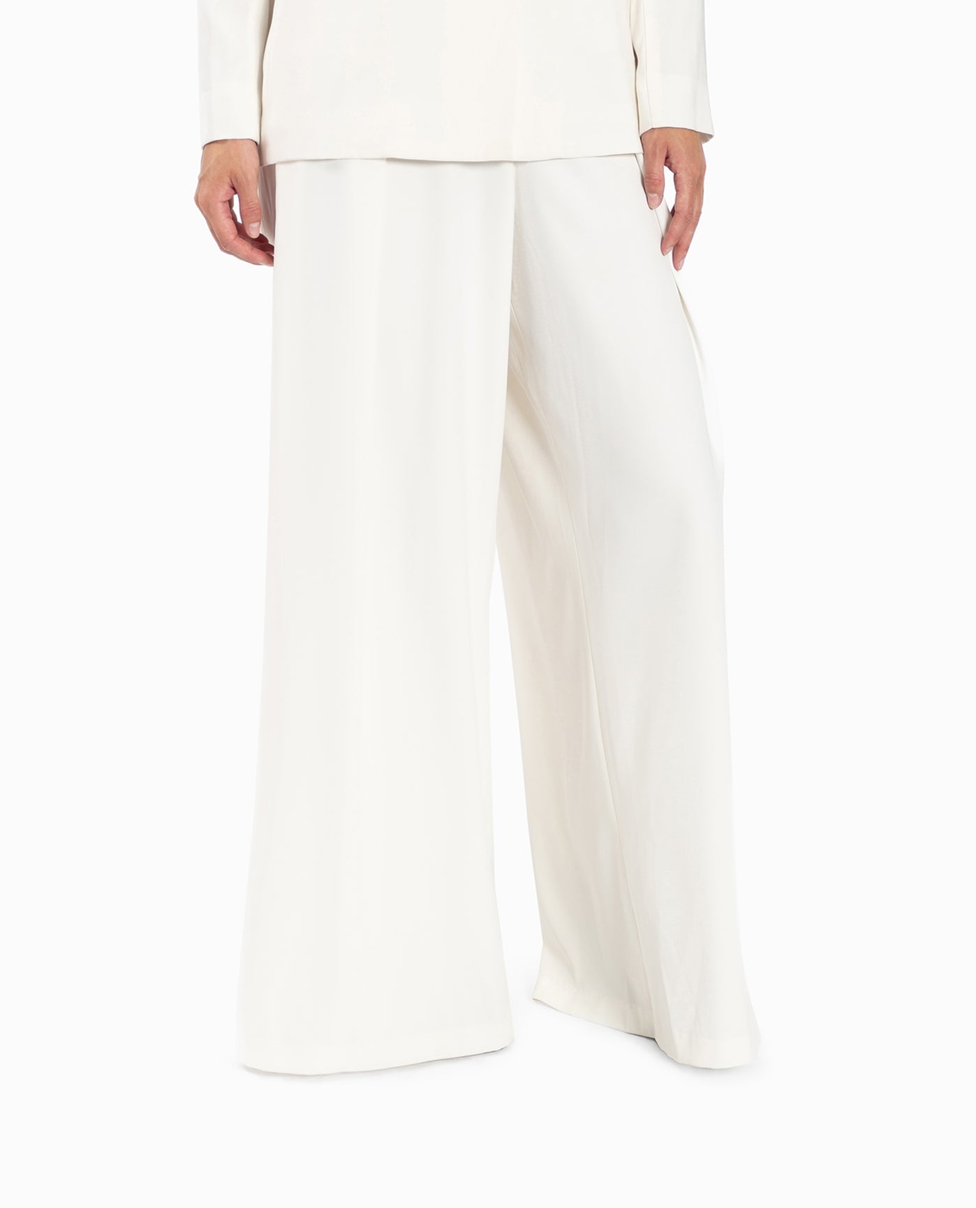 SIDE OF WIDE LEG SUIT PANT | White