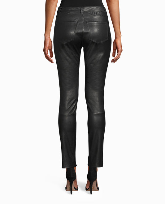 BACK OF LEATHER PANT | BLACK