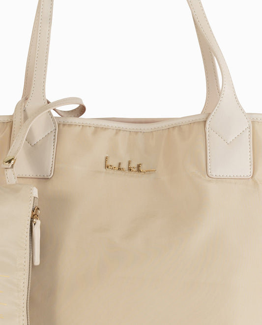 LOGO ON NYLON REVERSIBLE TOTE BAG | Summer Sand And Peach