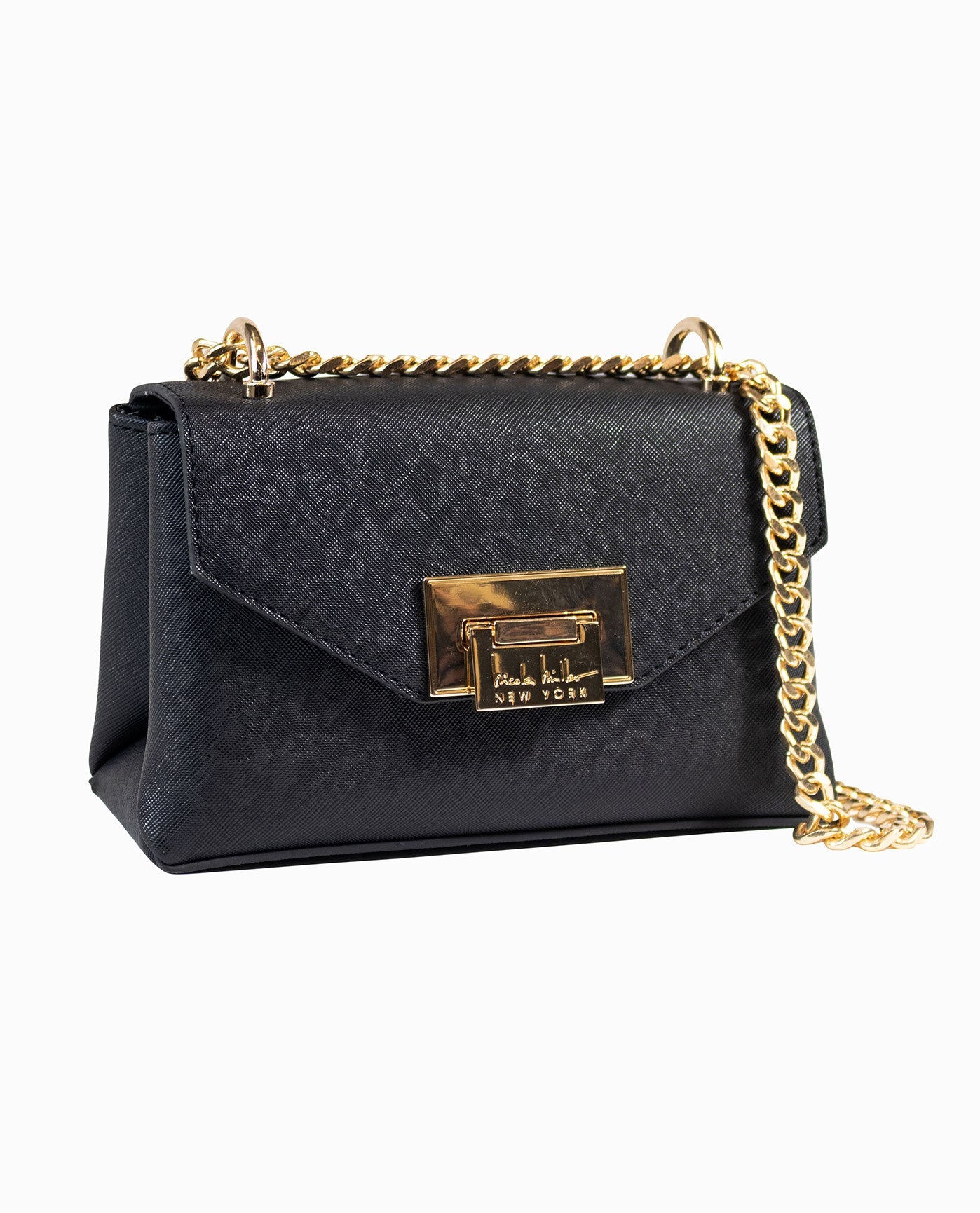 Bags, Small Black Purse With Gold Chain