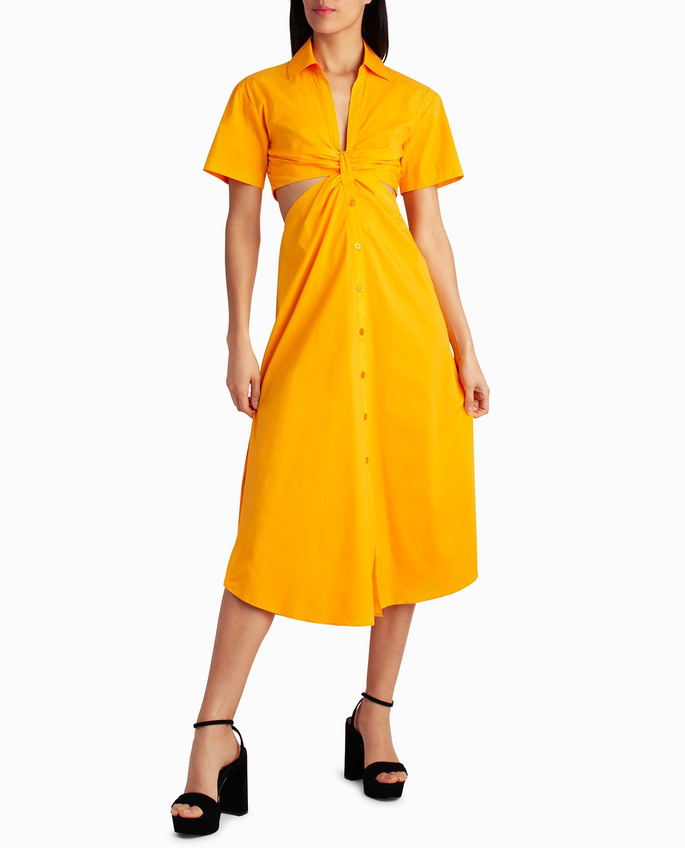 Women's Nicole Miller Designer Caroline Poplin Midi Shirt Dress