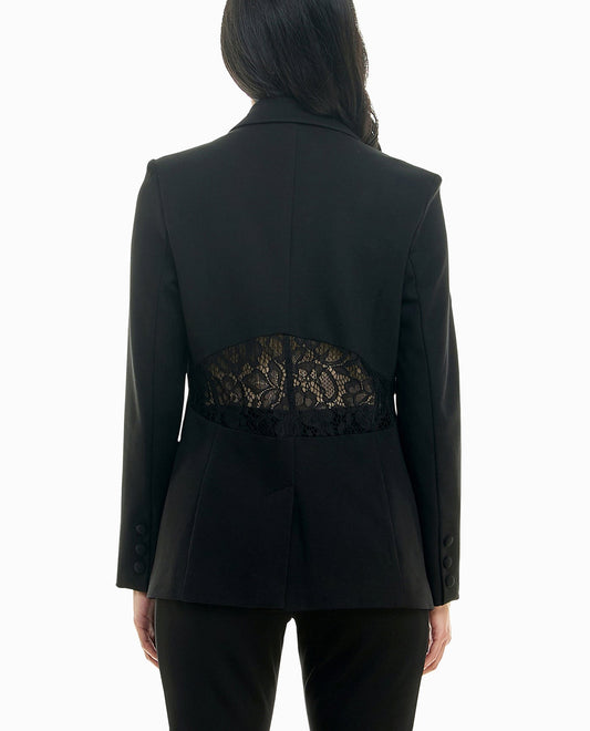 BACK OF MAEVE LACE AND PONTE BLAZER | Very Black