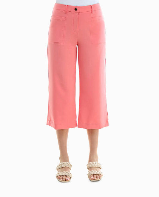 FRONT OF MERCER STRETCH CROPPED ZIP FRONT FLARE PANT | Sugar Coral