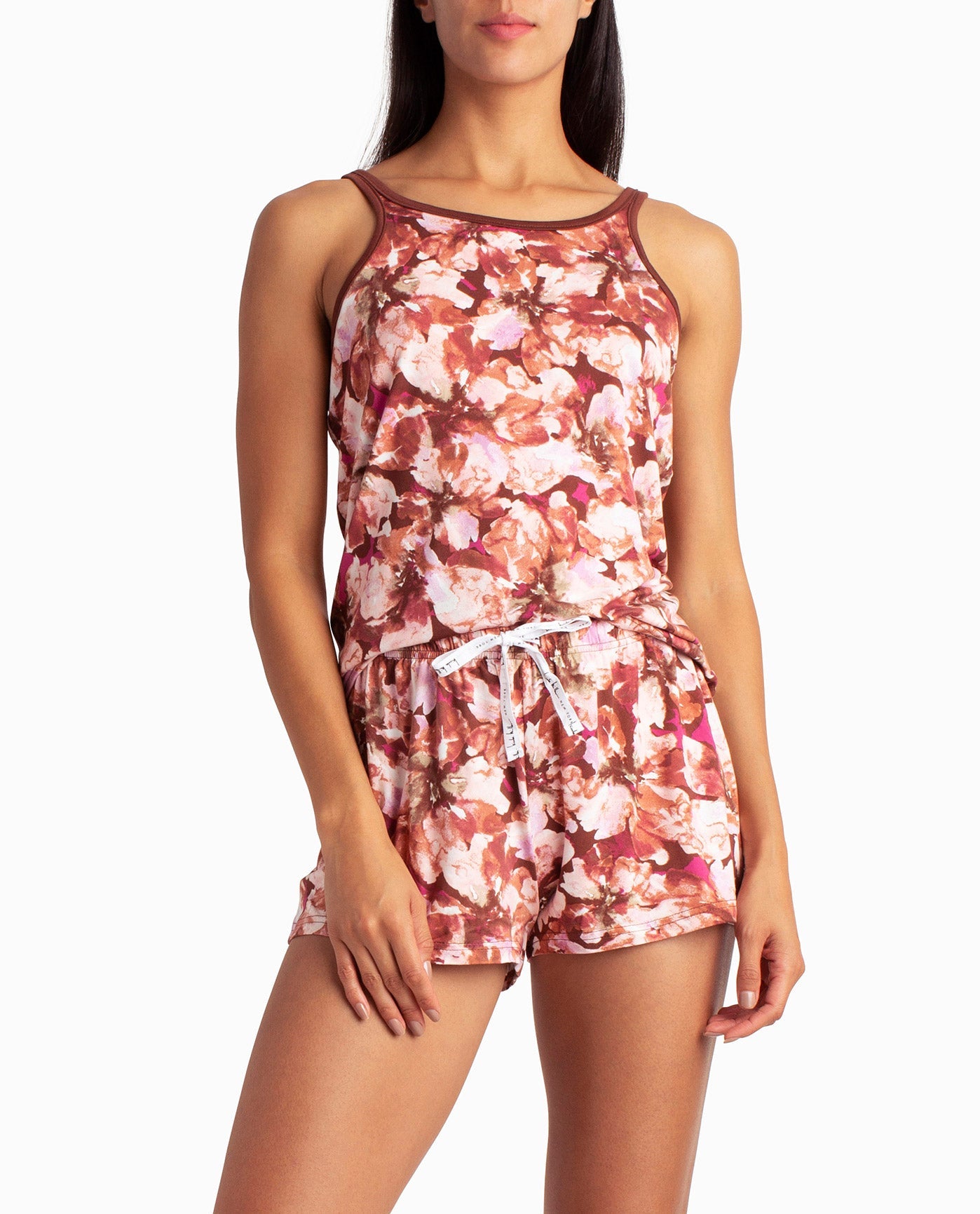 FLORAL PRINT PAJAMA SHORTS WITH MATCHING TOP | Cacao Floral