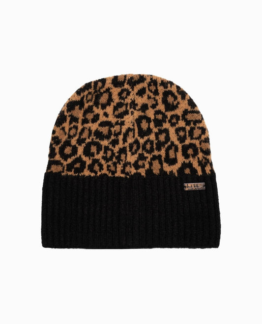 BEANIE OF LEOPARD BEANIE AND SCARF SET | Black and Brown Leopard