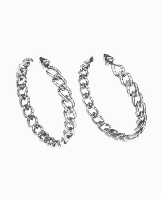 PAVE CHAINLINK HOOPS | Silver