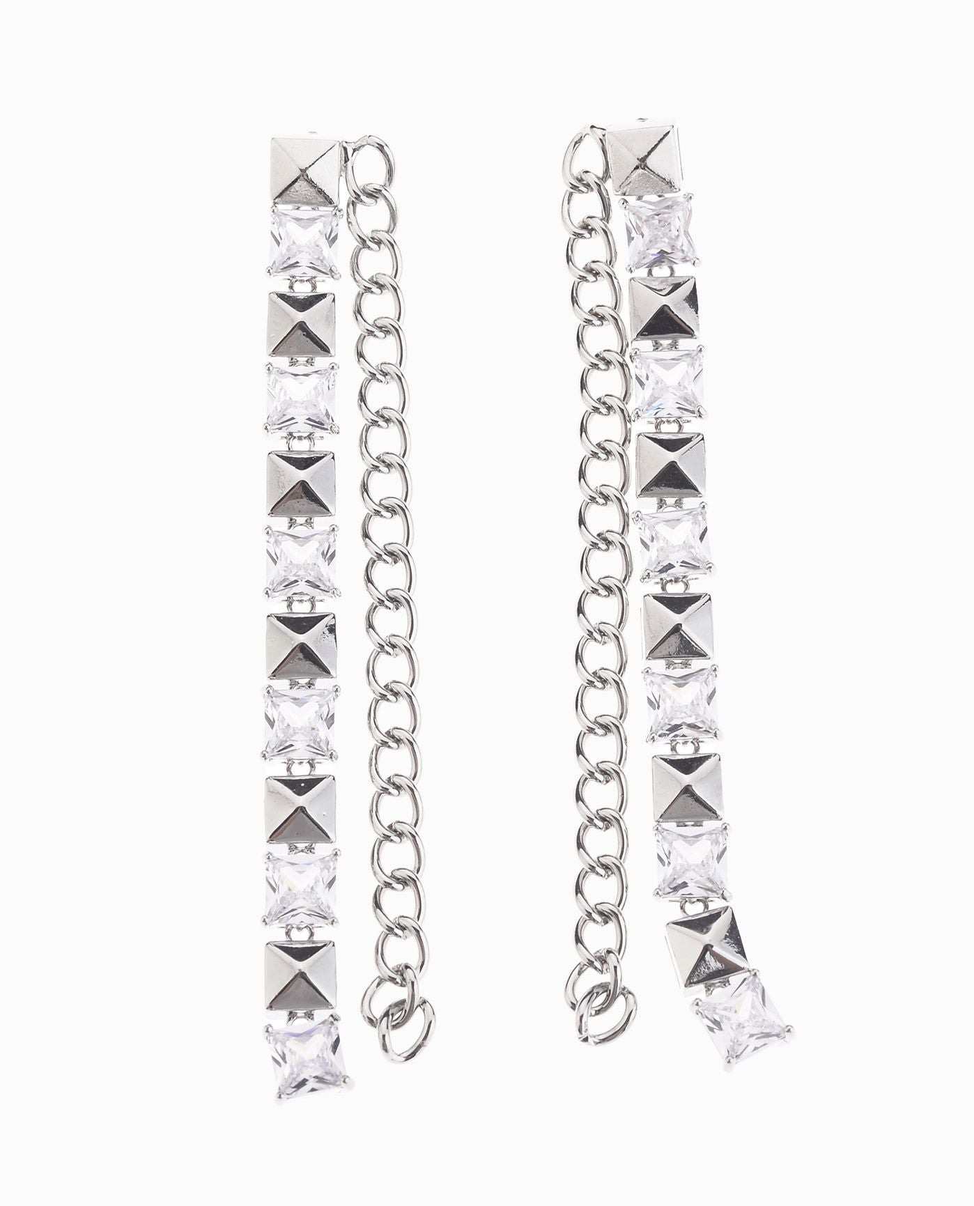 Nicole Miller Crystal Stud Linear Earrings Os / Silver Accessories Jewelry