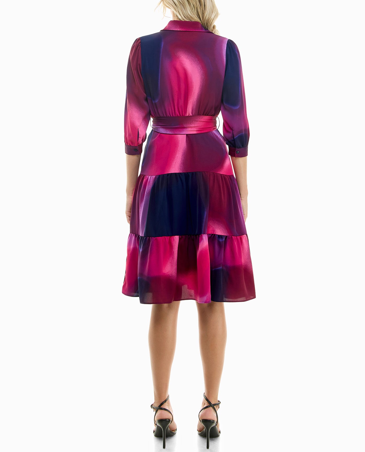 Women's Nicole Miller Designer Katy Silk Midi Shirt Dress