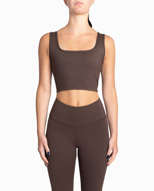 FRONT OF SPORTS BRA TOP | Brown