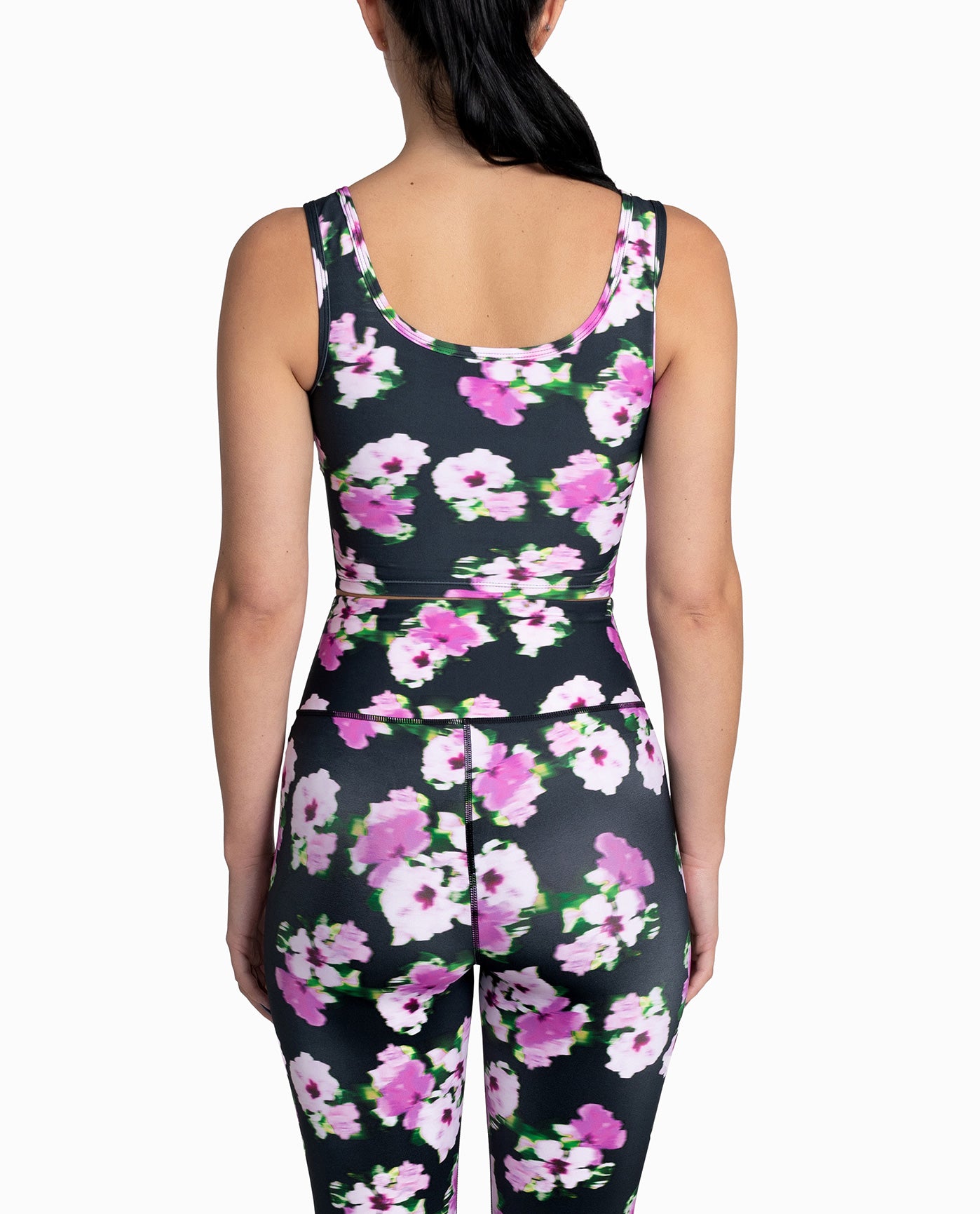 BACK OF SPORTS BRA TOP | Pink and Black Floral