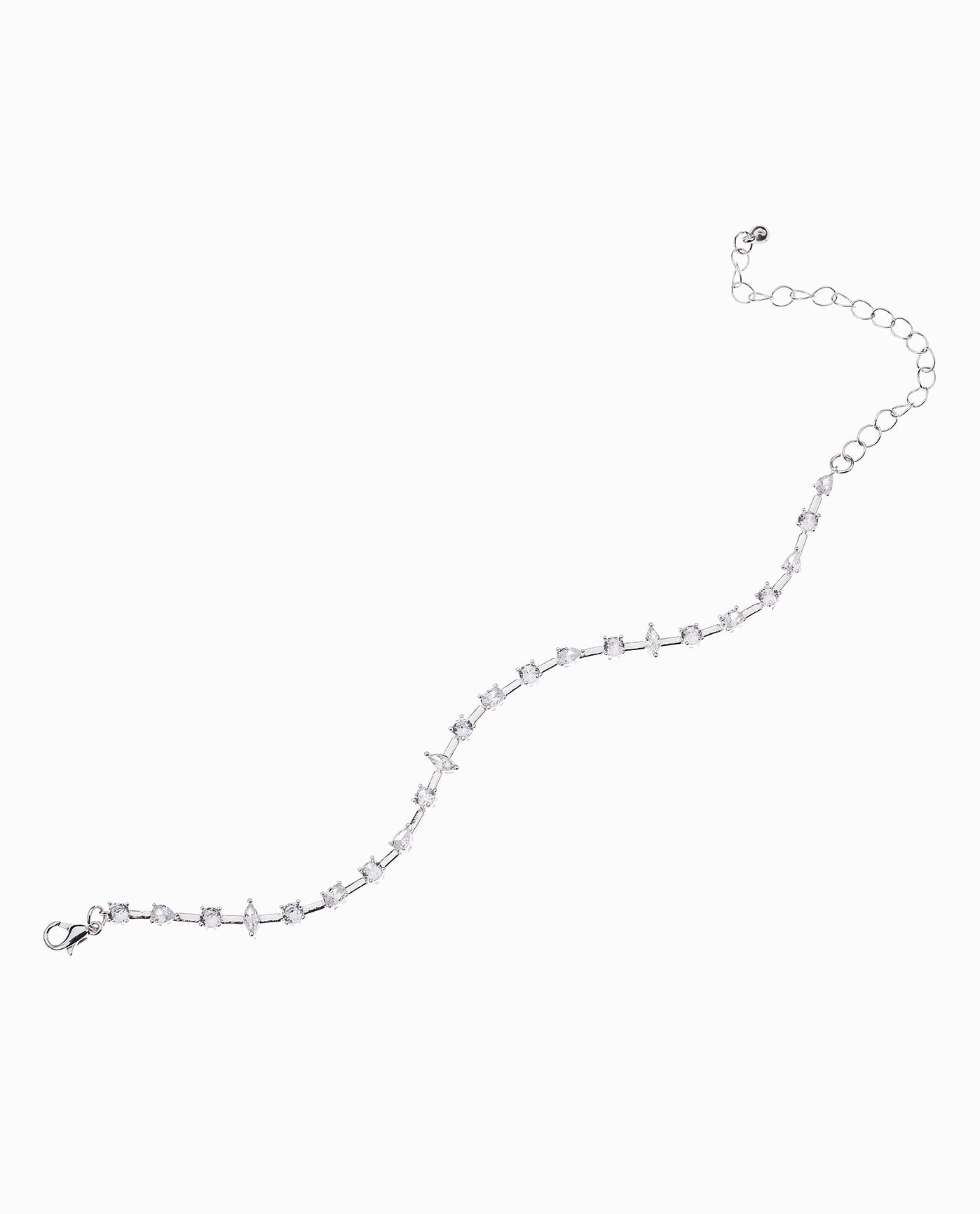 MULTI STONE ANKLET CLASP DETAIL | Silver
