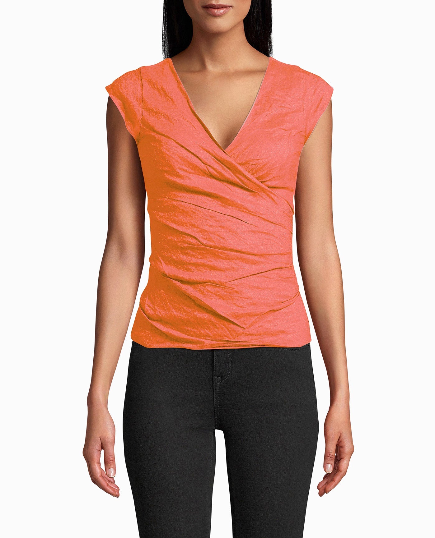 FRONT OF COTTON METAL LOGAN TOP | CORAL