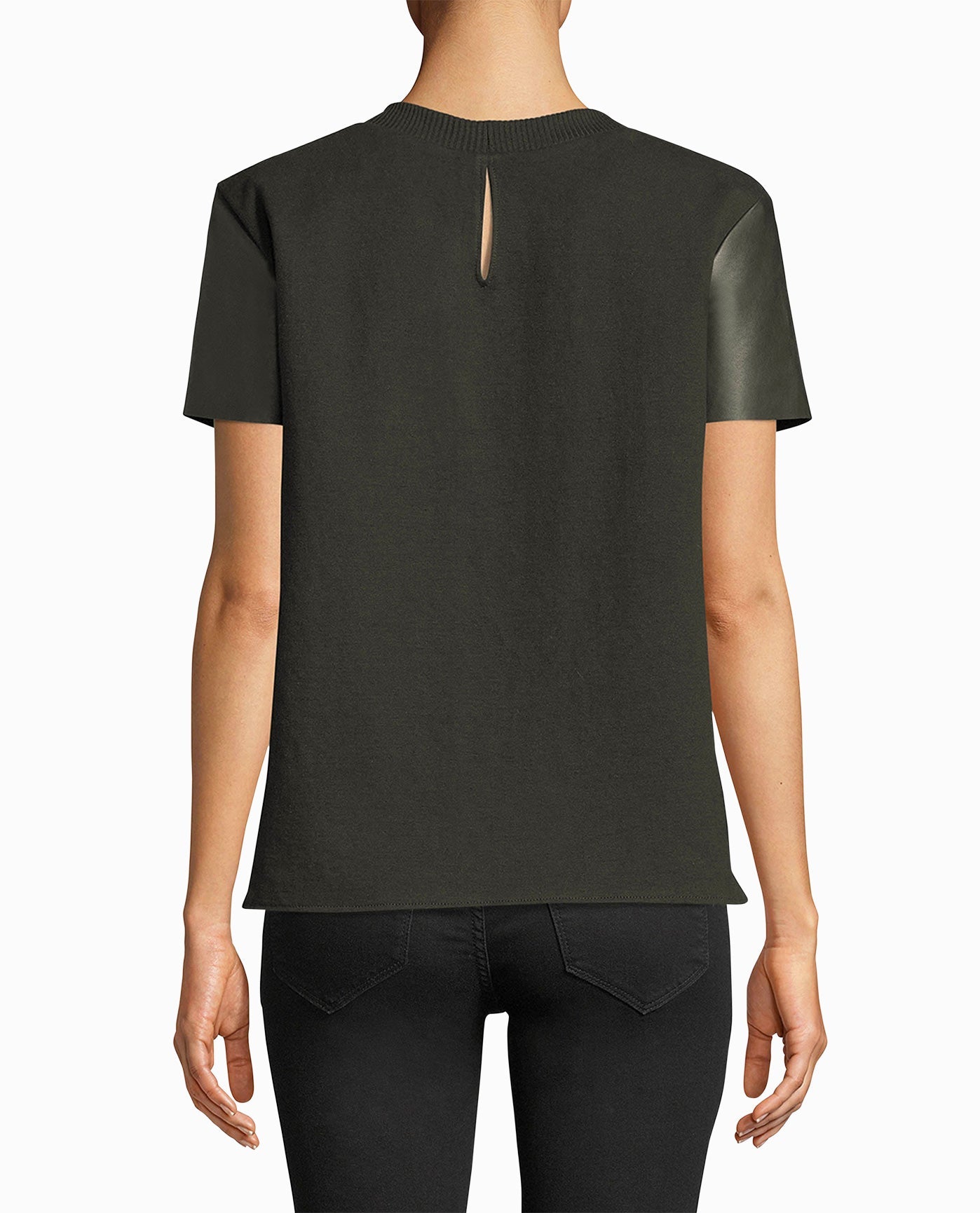 BACK OF LEATHER T-SHIRT | ARMY GREEN