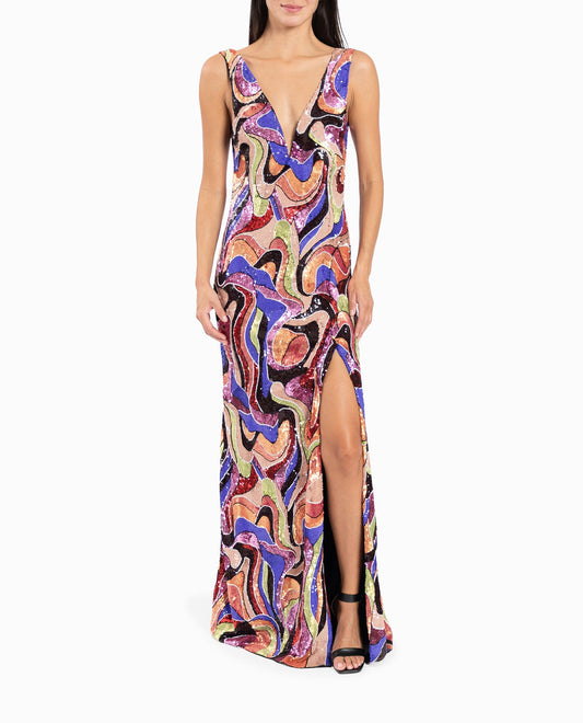 Melanie Lyne - Stun in the satin-like fabric of our Nicole Miller maxi  dress. For a complete evening look, pair it with drop earrings and a trendy  clutch.