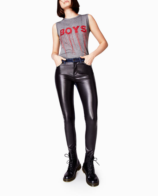 Black Faux Leather Skinny Jeans - Blush Boutique