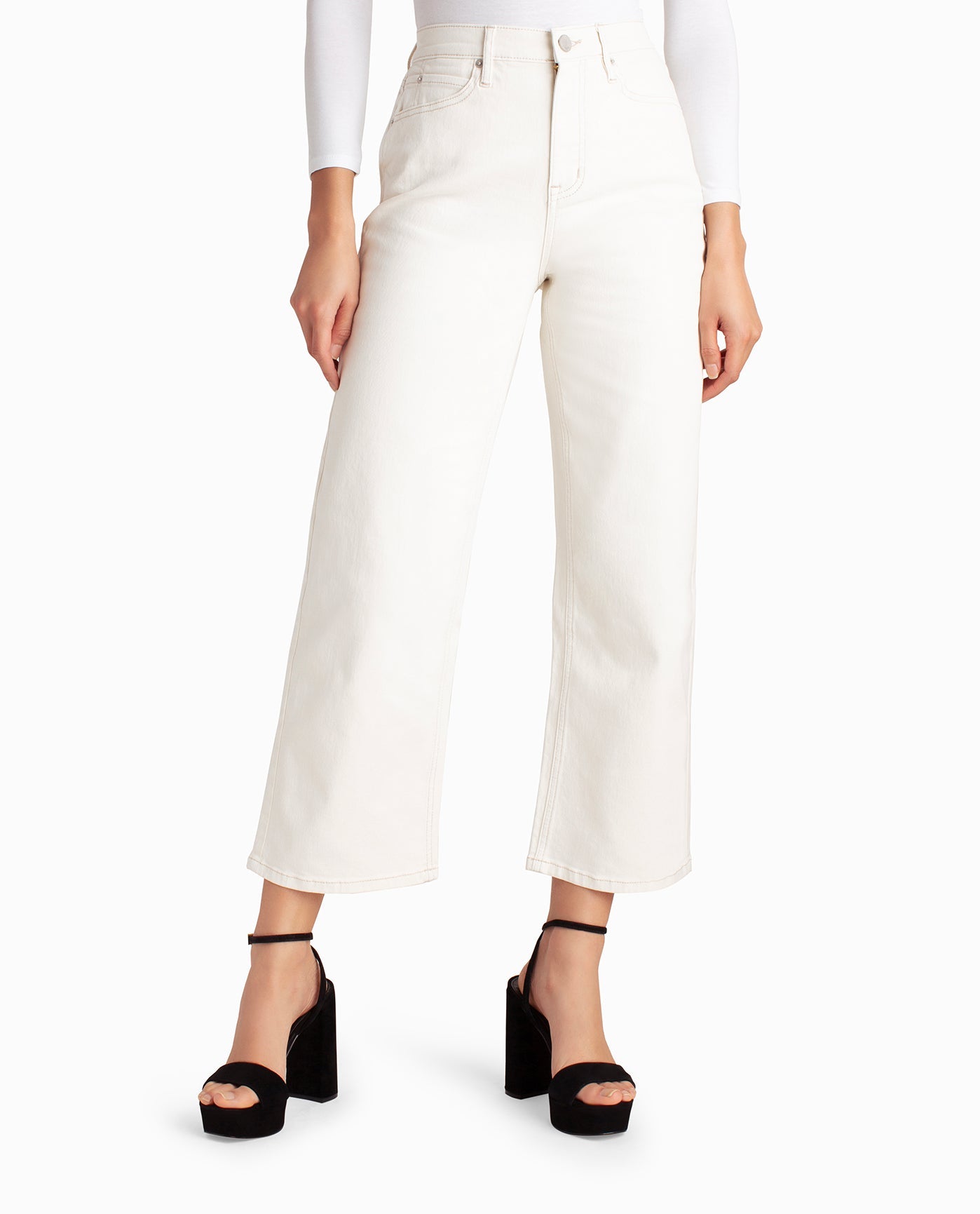 FRONT OF OAT MILK HIGH RISE WIDE LEG ANKLE JEAN | Off White