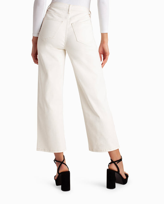 BACK OF OAT MILK HIGH RISE WIDE LEG ANKLE JEAN | Off White