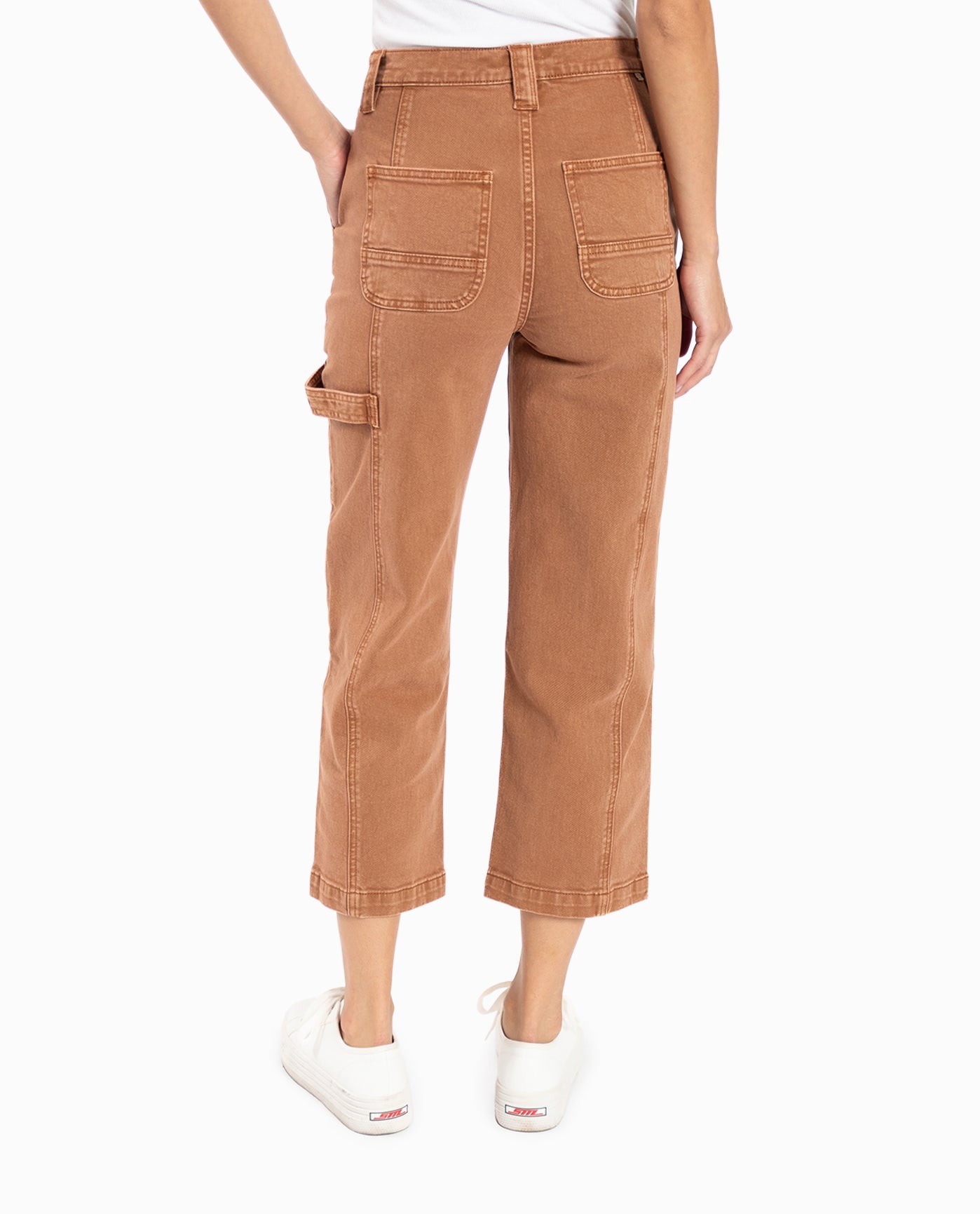 BACK OF HIGH RISE WIDE LEG ANKLE JEAN | Cinnamon Wash