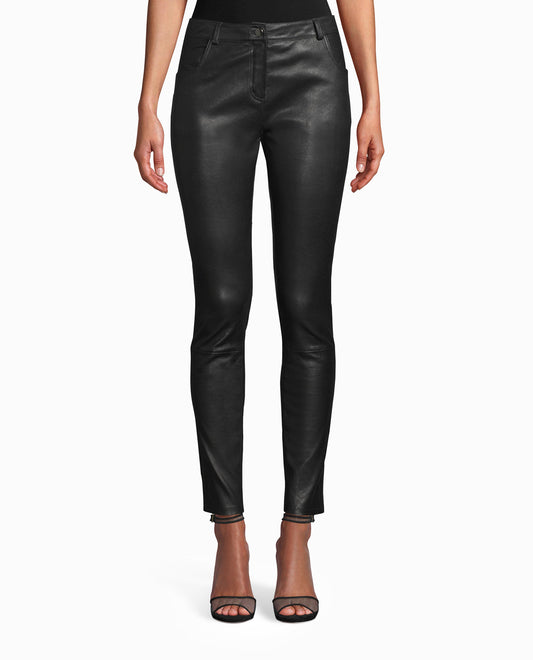 FRONT OF LEATHER PANT | BLACK