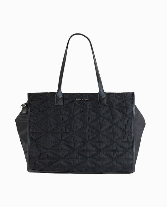 QUILTED NYLON TOTE BAG | Black