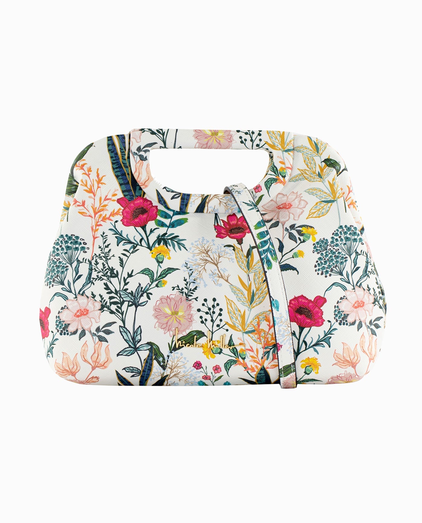 Floral Integrated Handle Clutch with Strap | Floral Print