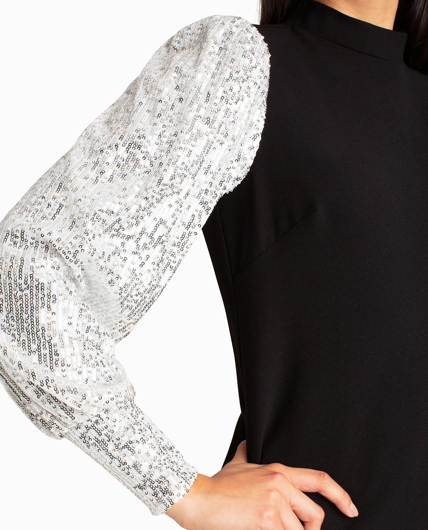 SILVER SEQUIN SLEEVE | Very Black And Silver Sequins