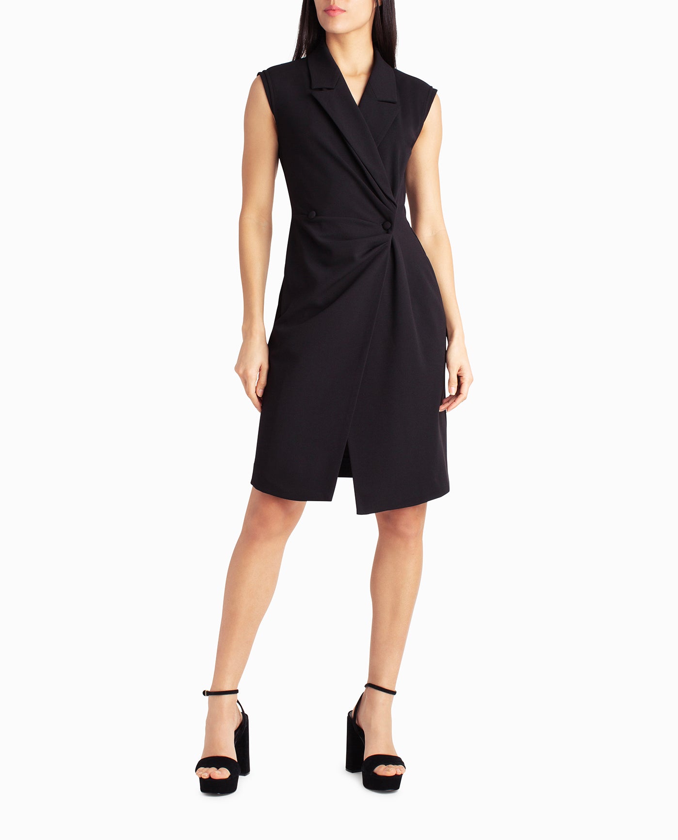 VIVIENNE CREPE SLEEVELESS COAT DRESS