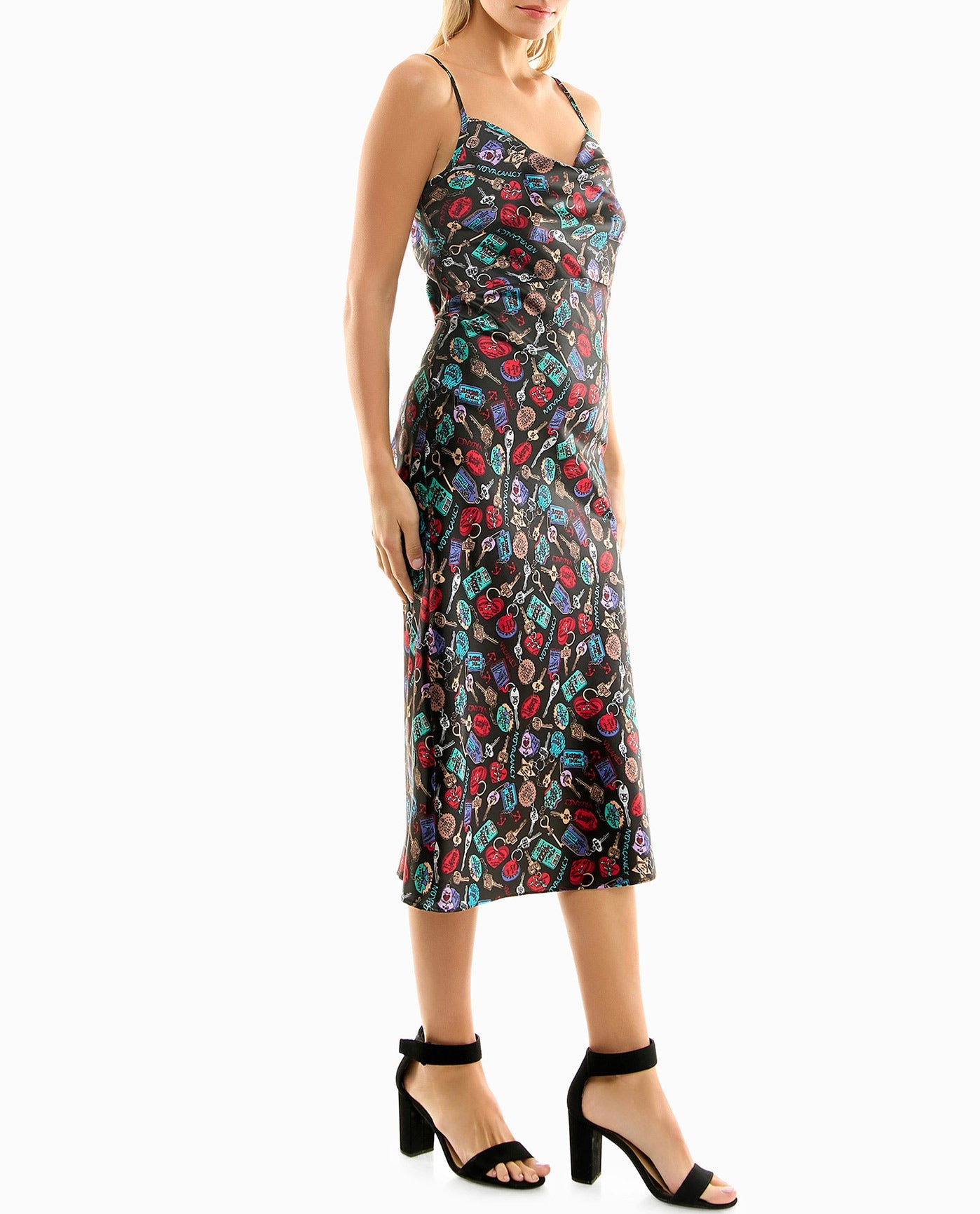 Women s Nicole Miller Designer Gabriella Satin Midi Slip Dress