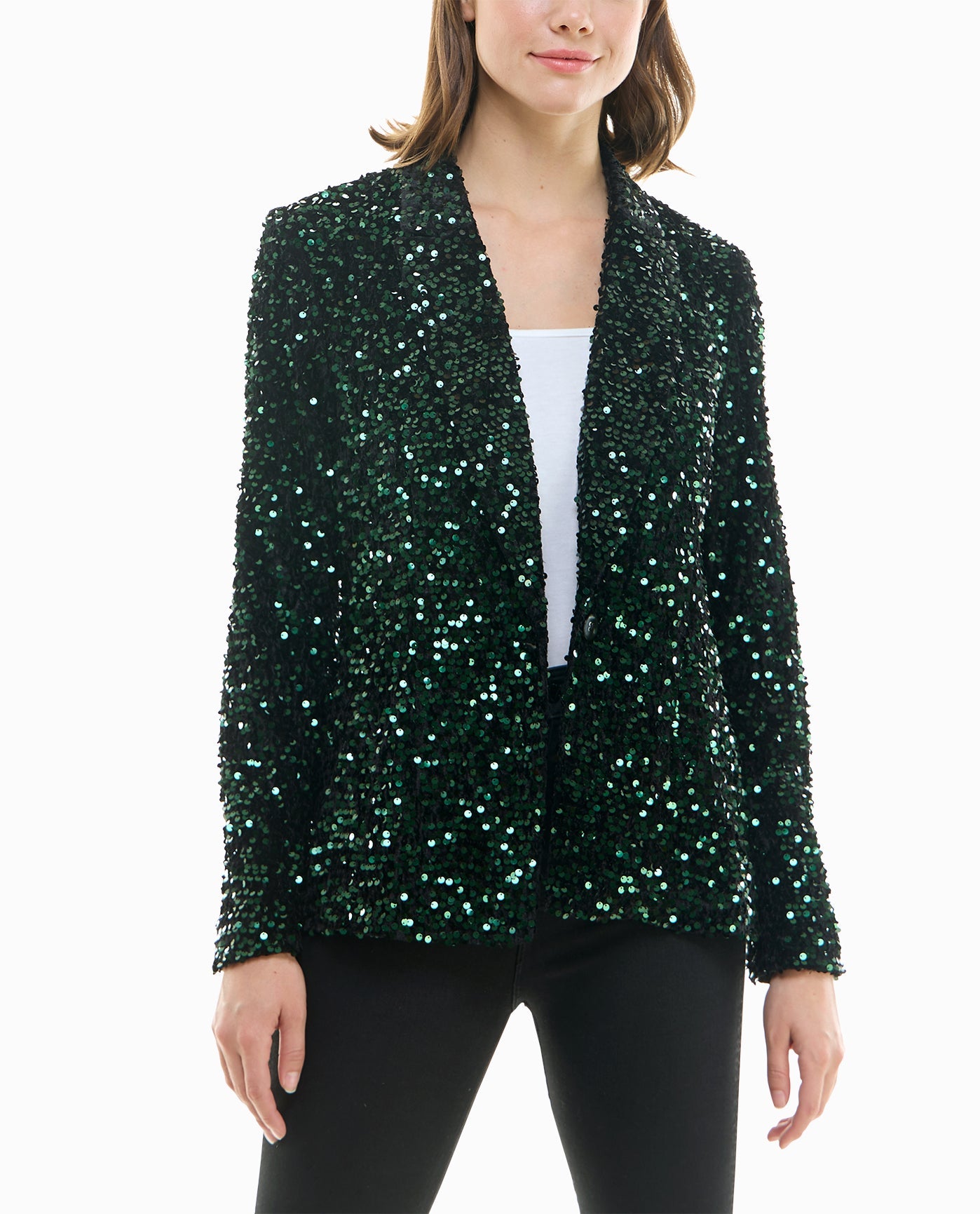 Nicole Miller Exclusive Dani Velvet Sequin Jacket 4 / Emerald Women Sportswear