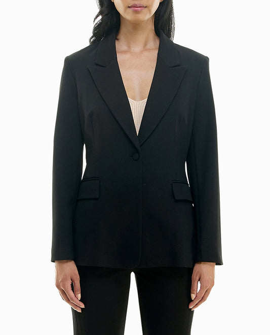 FRONT OF MAEVE LACE AND PONTE BLAZER | Very Black