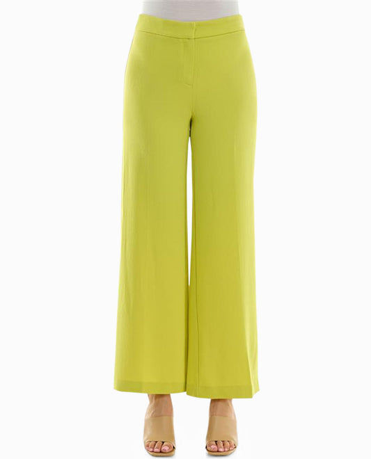FRONT OF CLAIRE STRETCH CREPE WIDE LEG PANTS | Citrine