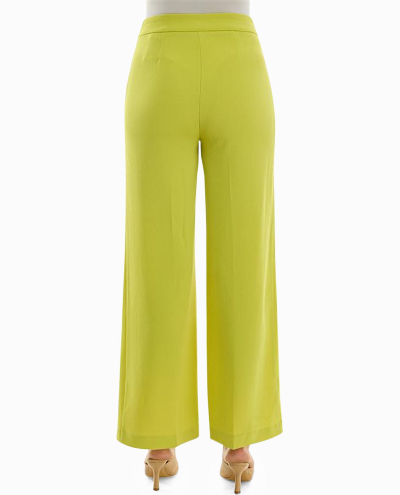 BACK OF CLAIRE STRETCH CREPE WIDE LEG PANTS | Citrine