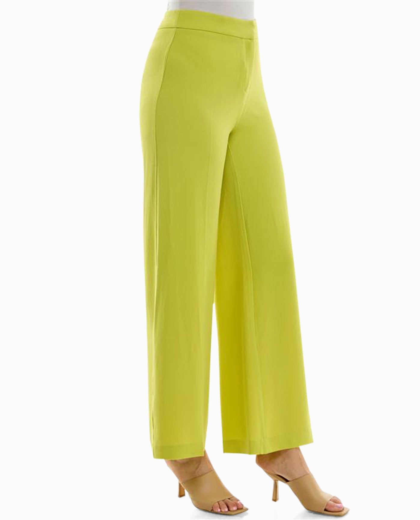 SIDE OF CLAIRE STRETCH CREPE WIDE LEG PANTS | Citrine