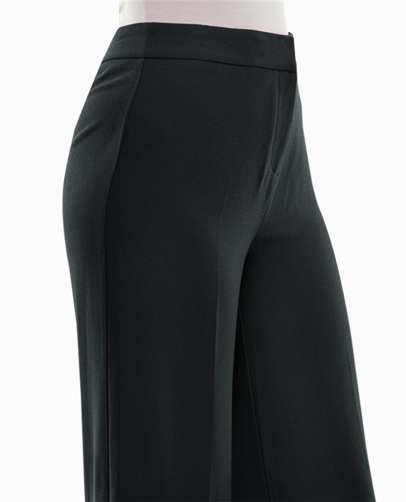 ZOOMED WAISTBAND OF CLAIRE STRETCH CREPE WIDE LEG PANTS | Very Black