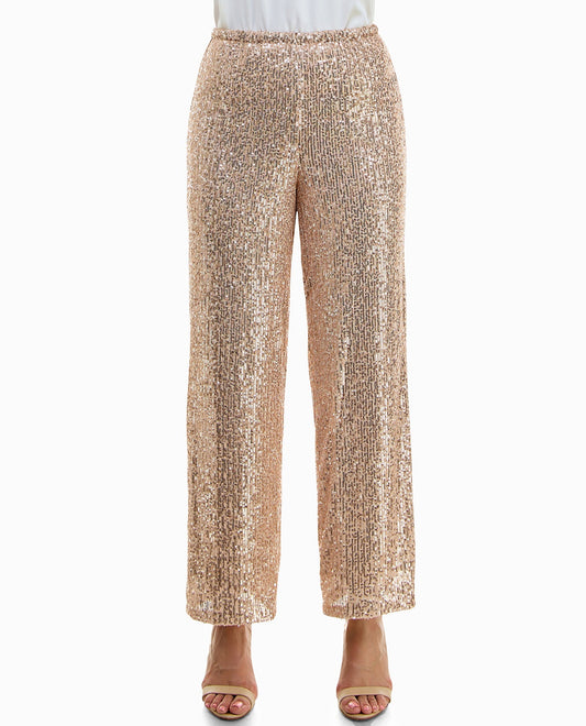 FRONT OF AVERY ALL OVER SEQUIN PULL ON PANT | Champagne Sequins