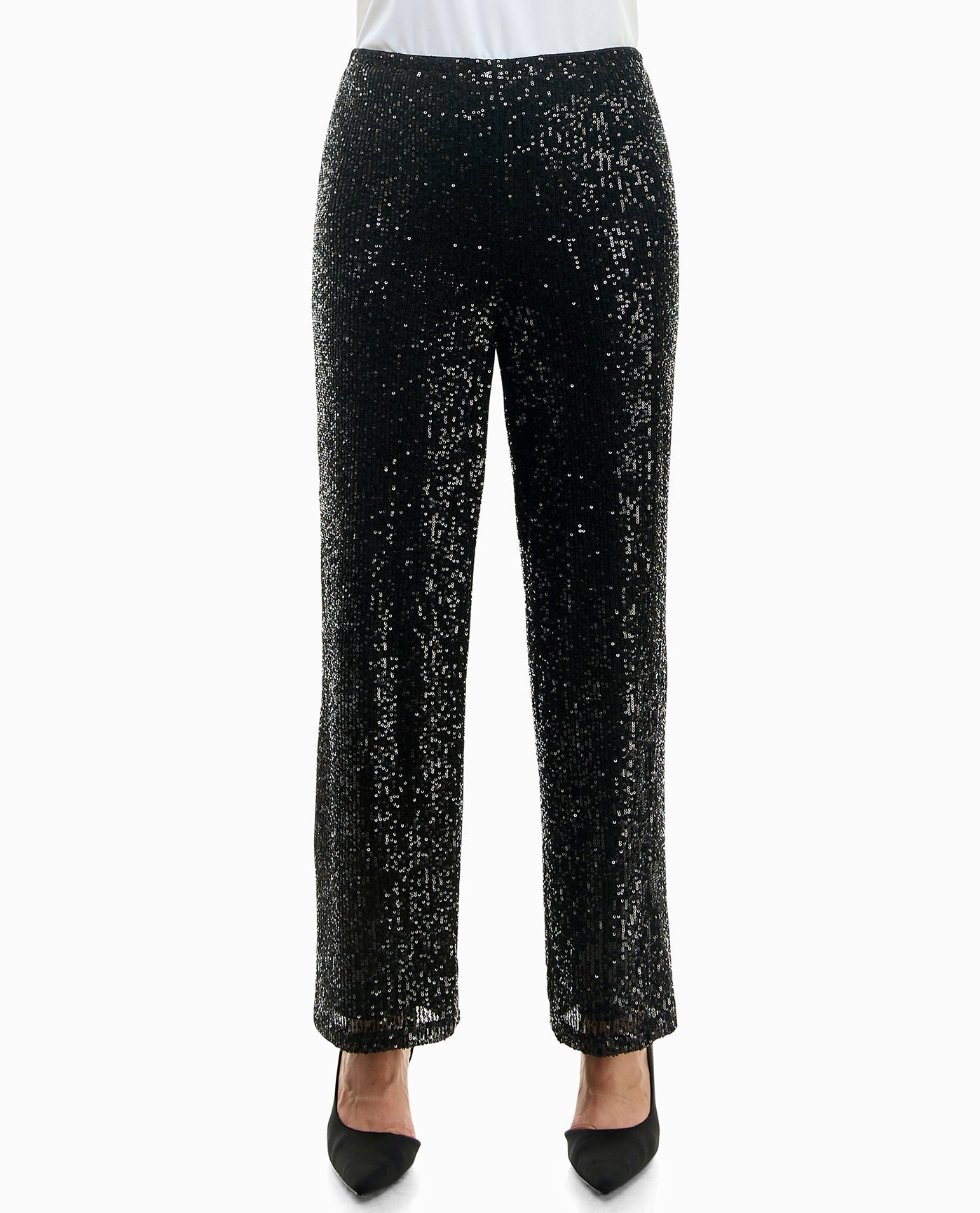 FRONT OF AVERY ALL OVER SEQUIN PULL ON PANT | Very Black