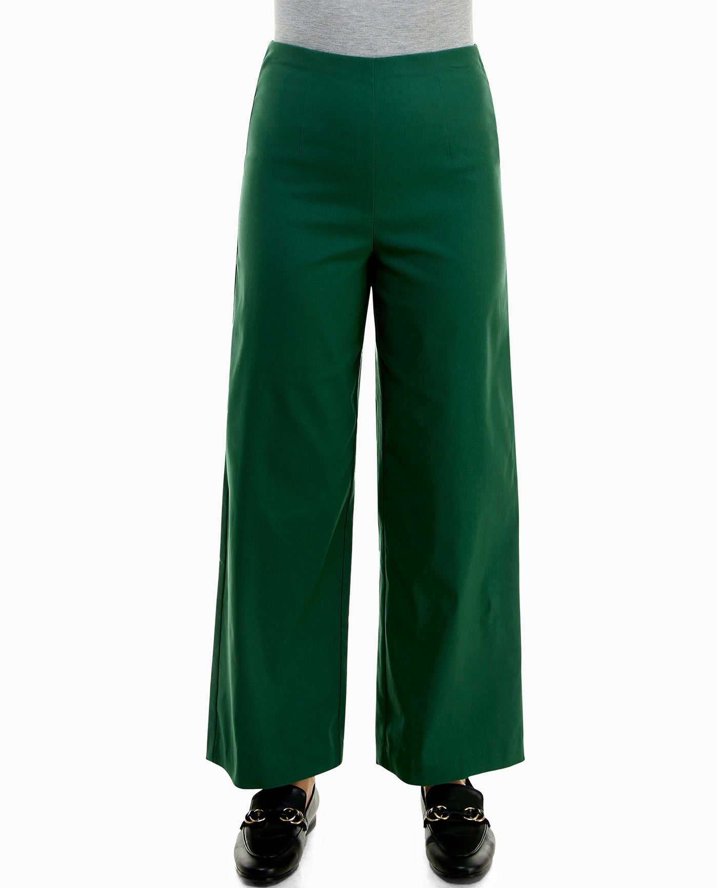 High Waist Pleated Straight Wide Leg Pants in Green – KEIKO