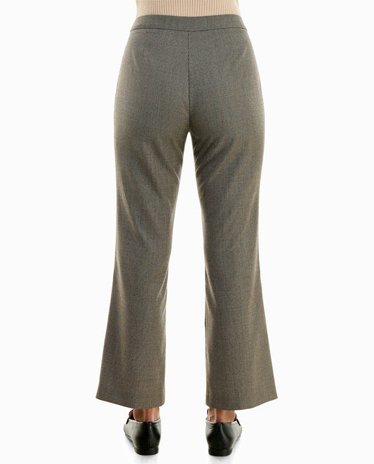 BACK OF POSIE HOUNDSTOOTH CROPPED ZIP FRONT FLARE PANT | Houndstooth Black and Beige