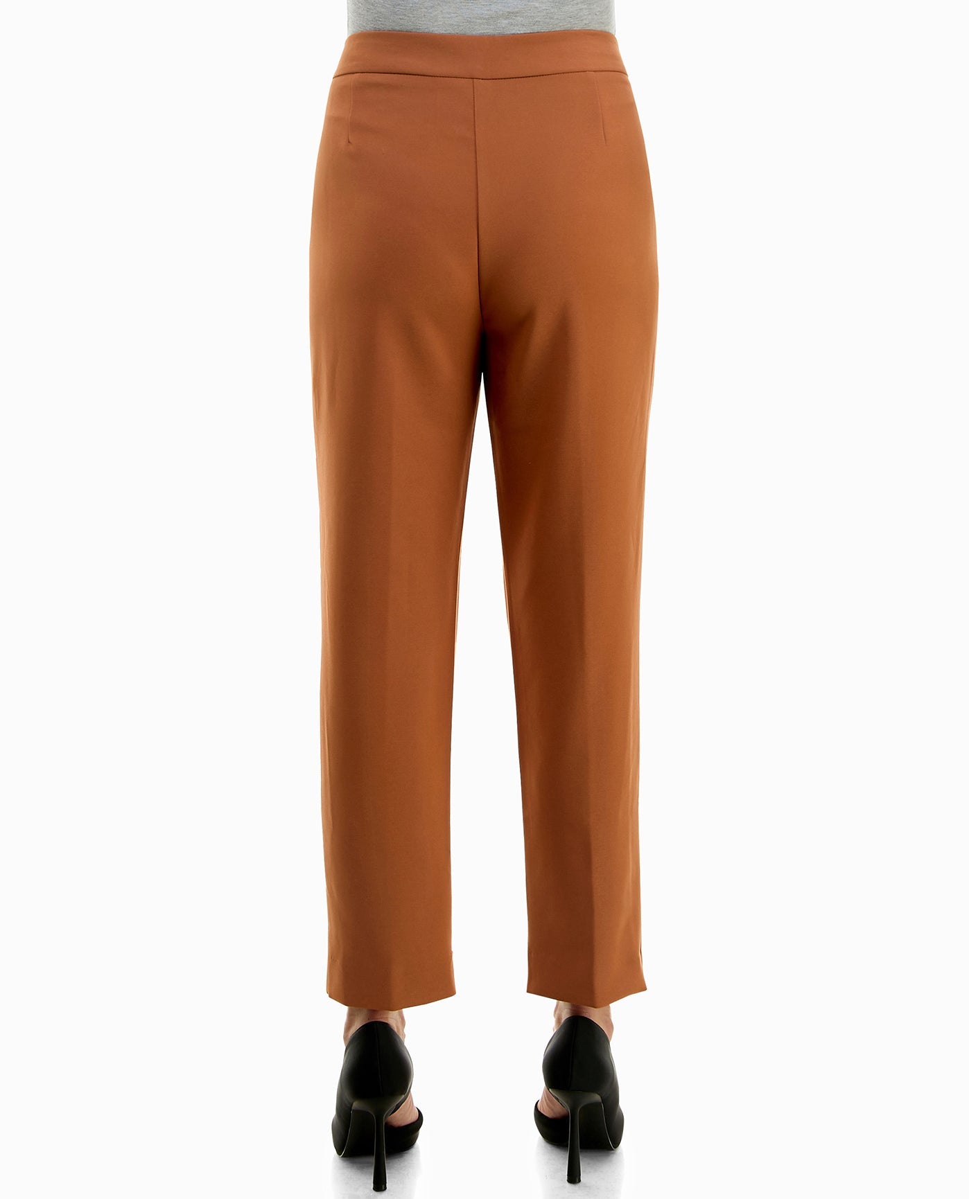 BACK OF NOVA STRETCH CREPE PLEATED ZIP FRONT TROUSER | Mocha Bisque