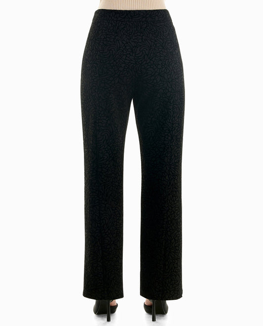 BACK OF MILLIE FLOCKED PONTE FLY FRONT PANT | Very Black