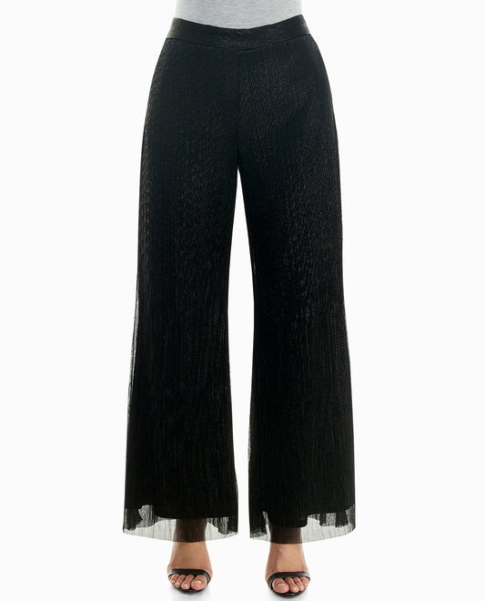 FRONT OF CLEA LUREX PULL-ON WIDE LEG PANT | Black