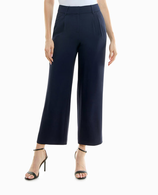 FRONT OF MOJAVE STRETCH PLEATED WIDE LEG PANT | Baritone Blue