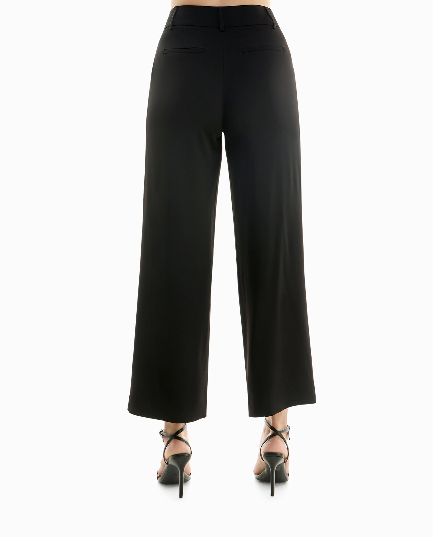 BACK OF MOJAVE STRETCH PLEATED WIDE LEG PANT | Very Black