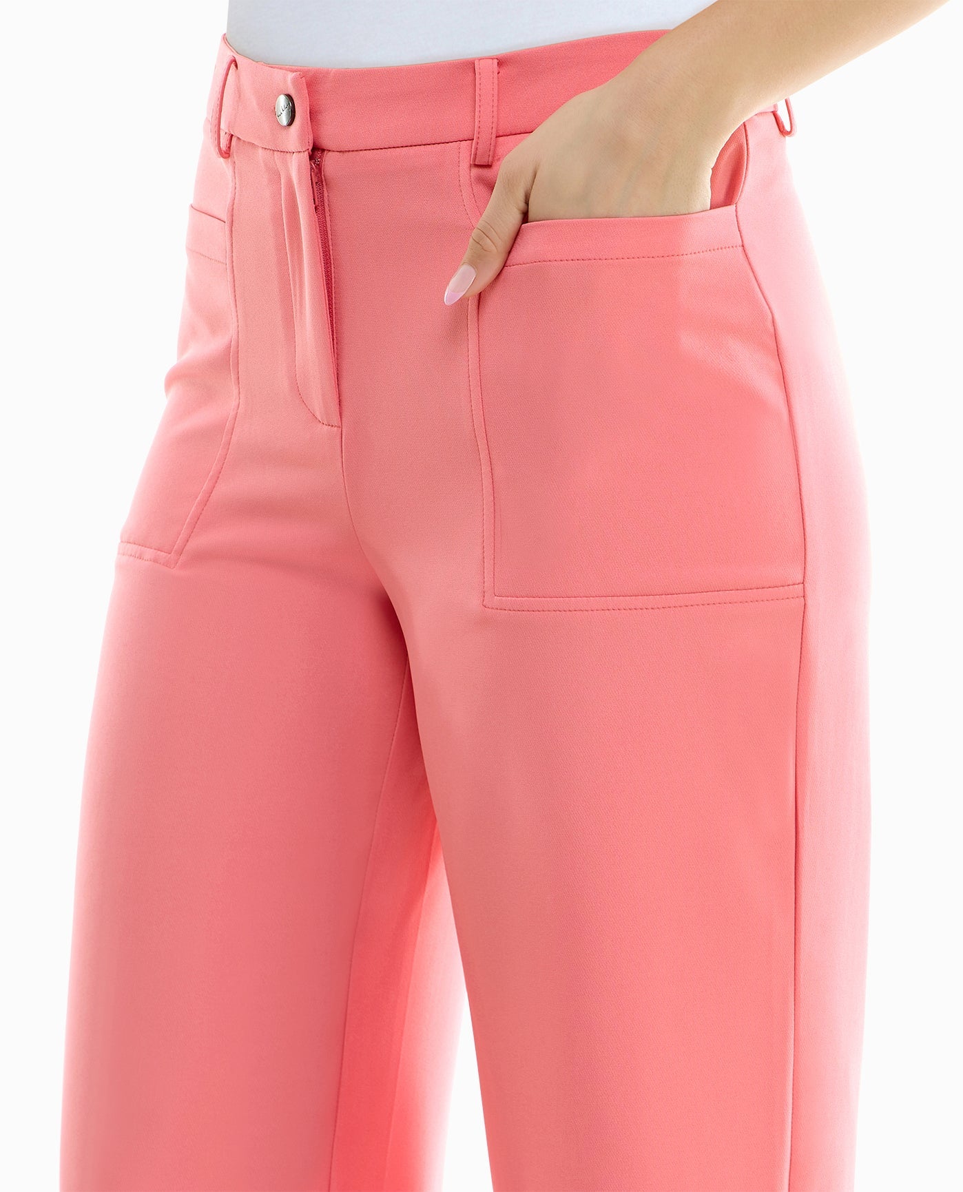 POCKET OF MERCER STRETCH CROPPED ZIP FRONT FLARE PANT | Sugar Coral