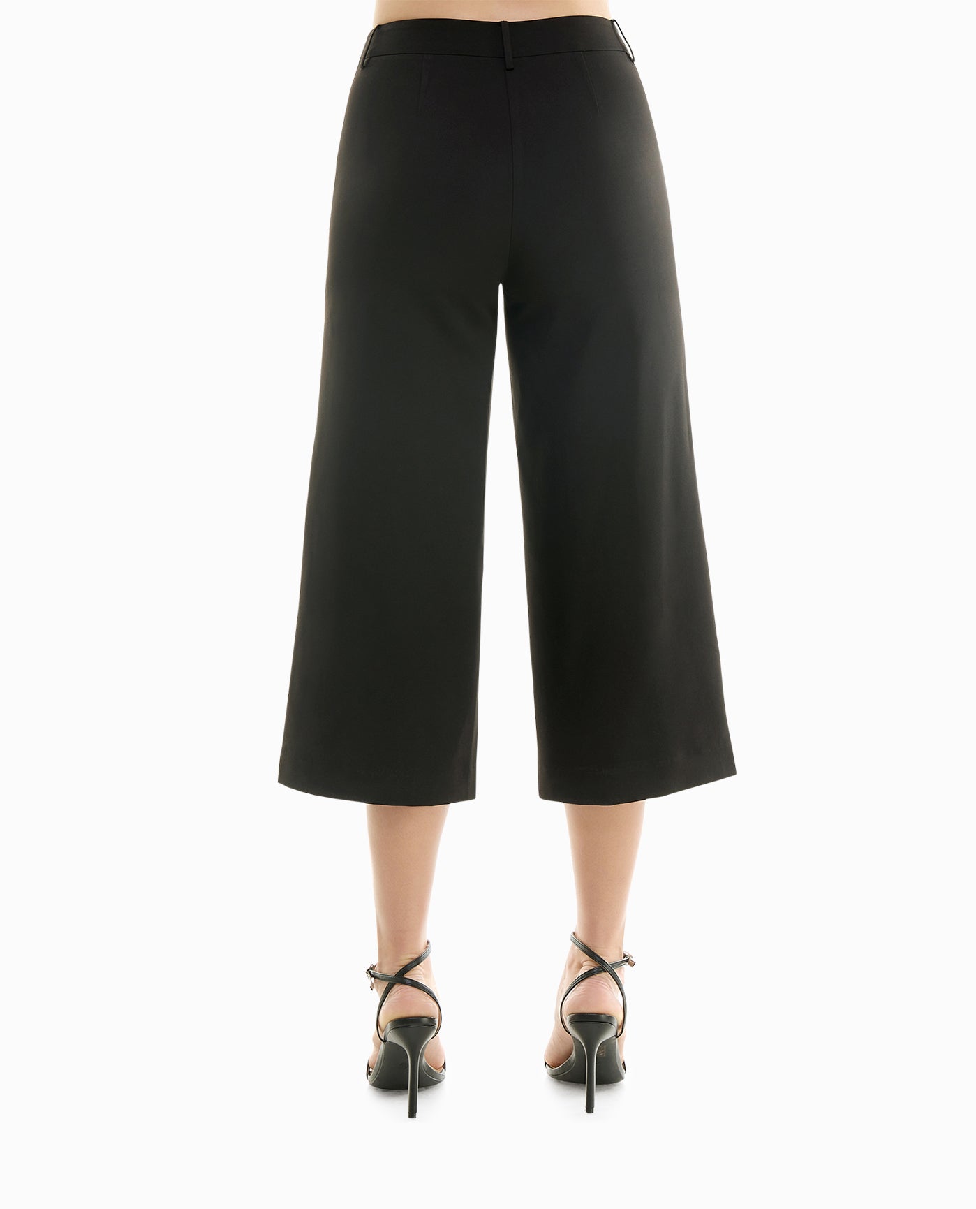 BACK OF MERCER STRETCH CROPPED ZIP FRONT FLARE PANT | Very Black