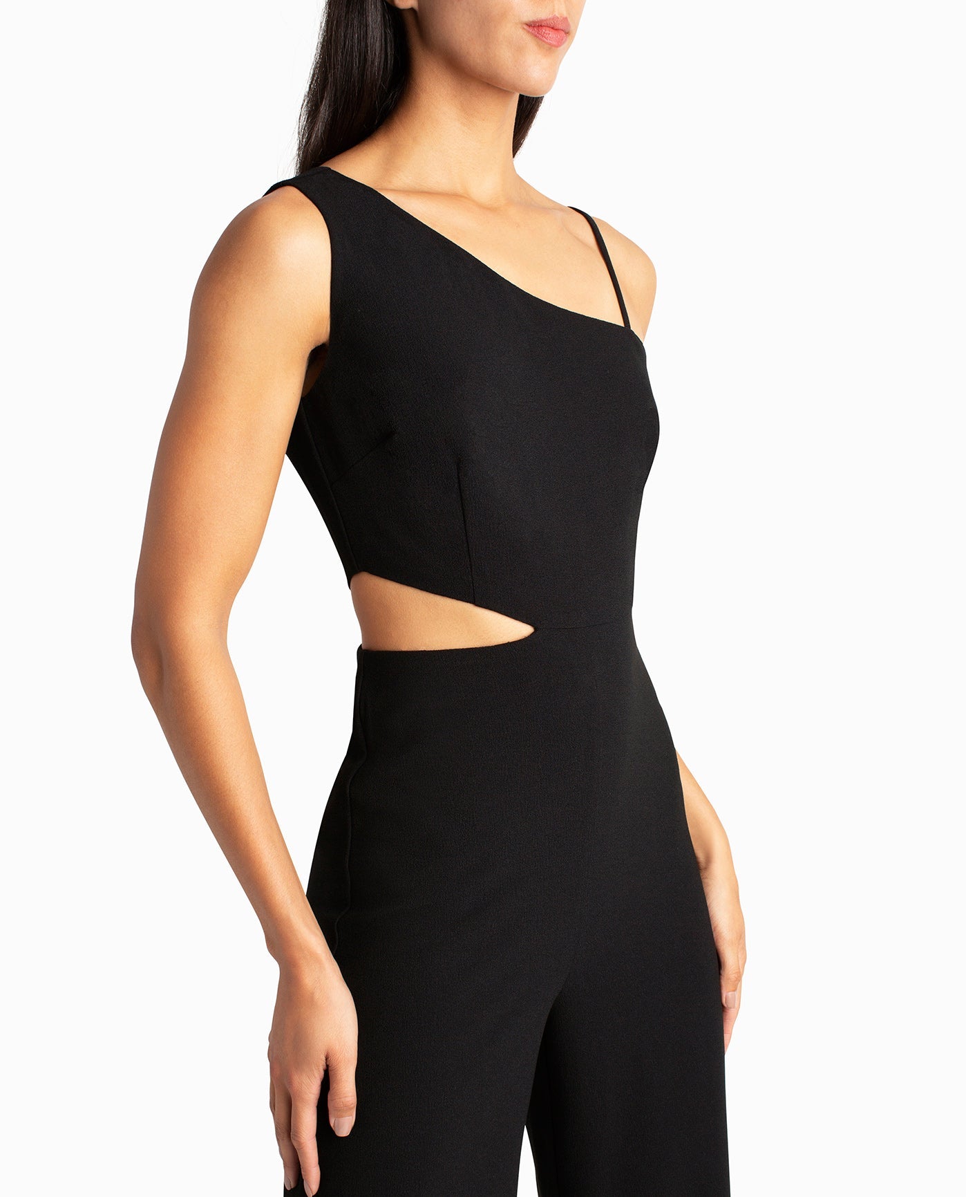 Knot Front Side Cut Out Backless Jumpsuit Black