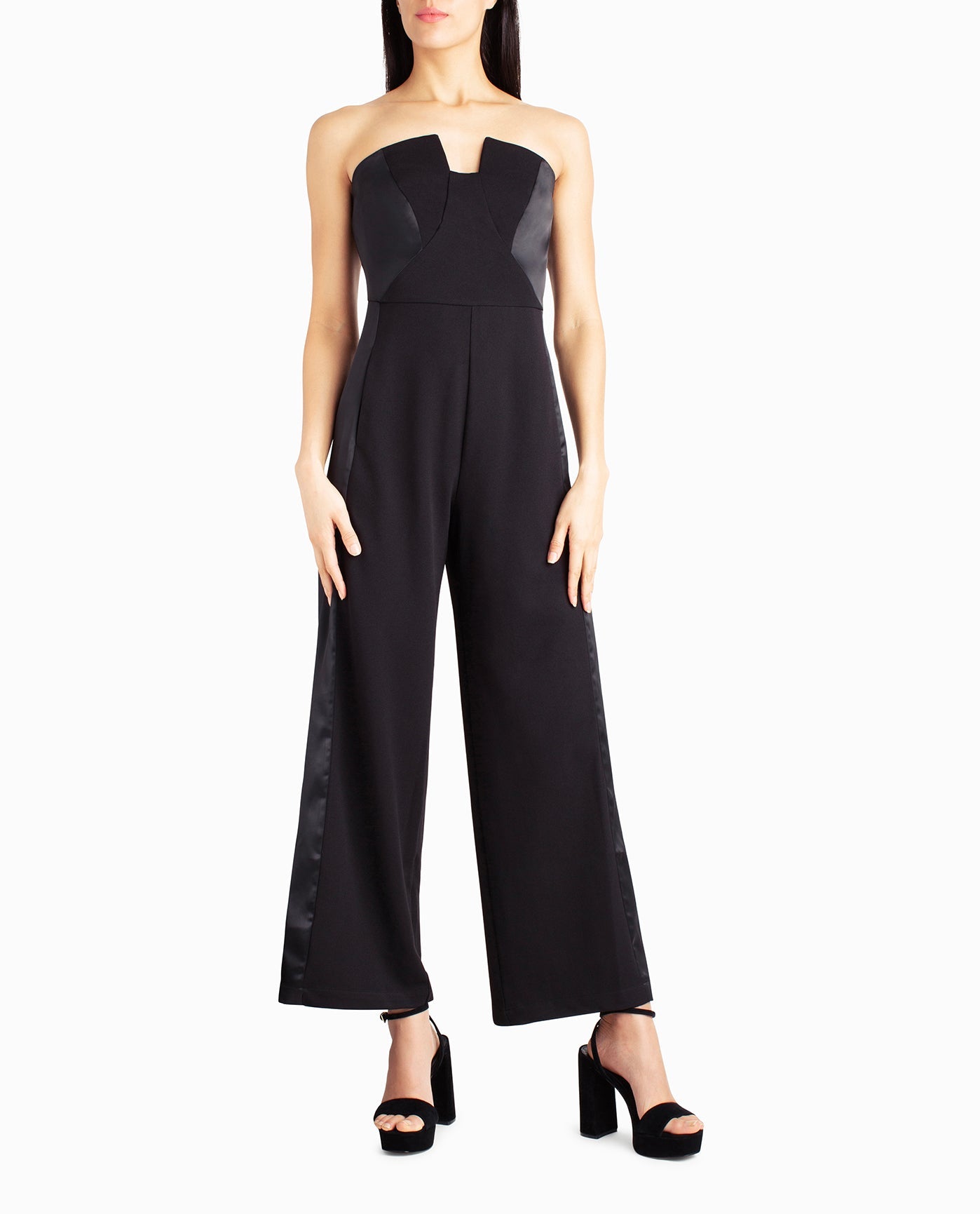 Women s Nicole Miller Designer Jasmine Crepe Tuxedo Jumpsuit